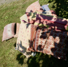 Vintage Kantha kussen 40x60 soft pink