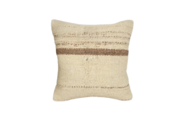 Vintage kelim kussen 45x45 natural white off-white stripe brown mocha VERKOCHT