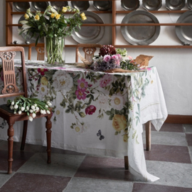 Rose Flower garden linnen tafelkleed 145x350 cm