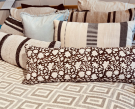 Vintage kelim kussen 60x40 cm  dark brown offwhite