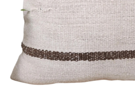 Vintage kelim kussen 90x30 natural white off-white brown stripe