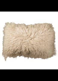 Tibetaans schapenvacht kussen | Natuurlijk & luxe 50x30 cm camel
