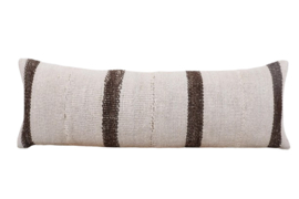 Vintage kelim kussen 90x30 natural white off-white brown stripe