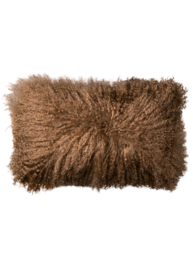 Tibetaans schapenvacht kussen | Natuurlijk & luxe 50x30 cm caramel