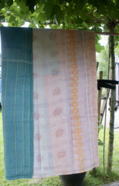 Vintage Kantha Quilt pink/aqua