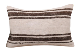 Vintage kelim kussen 60x40 cm  offwhite brown stripes