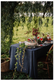 Stonewashed Linnen Tafelkleed Navy 140x250 xm