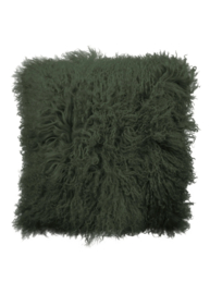 Tibetaans schapenvacht kussen | Natuurlijk & luxe 45x45 cm groen