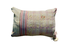 Vintage Kantha kussen 40x60 soft pink/yellow