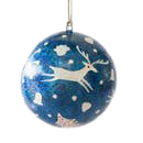 Kerstbal handgeschilderd blue glitter rendier