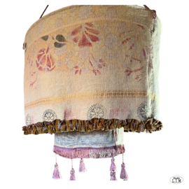 Hanglamp vintage Kantha dubbel XL 60x60 cm