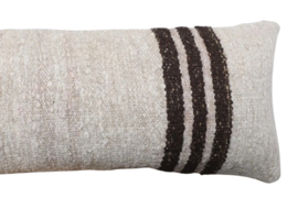 Vintage kelim kussen 90x30 natural brown stripe
