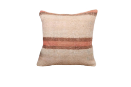 Vintage kelim kussen 50x50 natural soft pink terra stripe