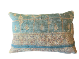 Vintage Kantha kussen 40x60 aqua turq.