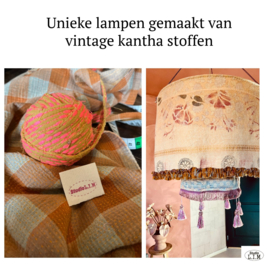 Hanglamp vintage Kantha dubbel XL 60x60 cm