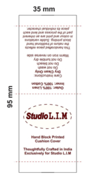 Cushioncover handprinted dark brown off-white  80x30 cm