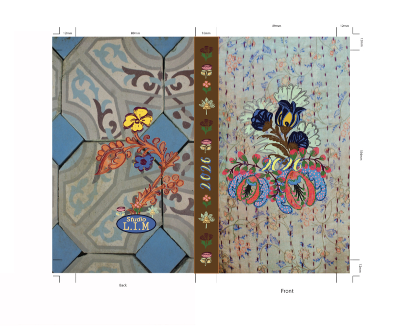 Agenda  2026 Memo 7 staand Bohemian Botanical Blue