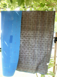 Vintage Kantha Quilt blue grey