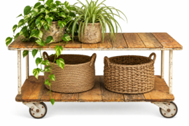 Vintage Industriële Trolley | Oude Fabriekskar op Wielen