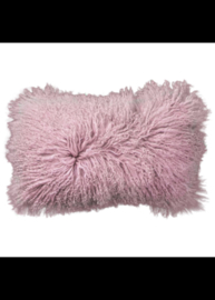 Tibetaans schapenvacht kussen | Natuurlijk & luxe 50x30 cm roze