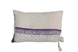 Vintage Kantha kussen 40x60 Purple white