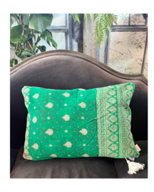 Vintage Kantha kussen 50x70  green