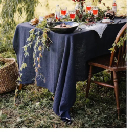 Stonewashed Linnen Tafelkleed Navy 140x250 xm