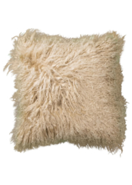 Tibetaans schapenvacht kussen | Natuurlijk & luxe 45x45 cm camel
