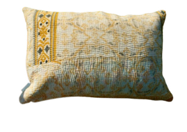 Vintage Kantha kussen 40x60 yellow blue