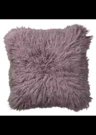 Tibetaans schapenvacht kussen | Natuurlijk & luxe 45x45 cm paars