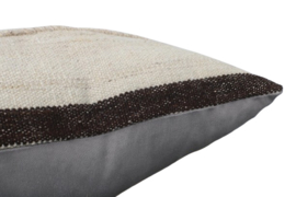 Vintage kelim kussen 50x50 natural white off-white stripe brown