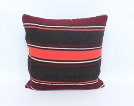 Vintage Kilim kussen 50x50 stripe brown coral pink