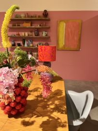 Tafel lamp lila incl. Fuchsia orange lampenkap