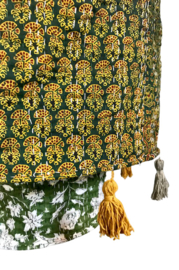 Hanglamp Kantha green  green yellow with tassel UITVERKOCHT