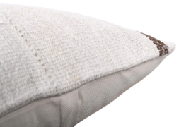 Vintage kelim kussen 50x50 natural white off-white stripe brown