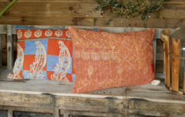 Vintage Kantha kussen 50x70 blue orange