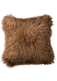 Tibetaans schapenvacht kussen | Natuurlijk & luxe 45x45 cm caramel