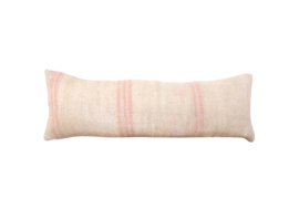 Vintage kelim kussen 90x30 natural soft pink stripe VERKOCHT