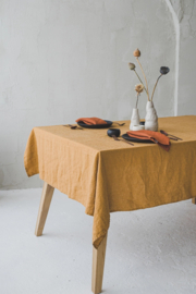 Stonewashed Linnen Tafelkleed Mustard 140x250 xm