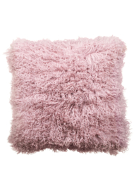 Tibetaans schapenvacht kussen | Natuurlijk & luxe 45x45 cm roze