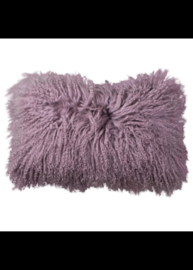 Tibetaans schapenvacht kussen | Natuurlijk & luxe 50x30 cm paars