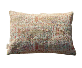 Vintage Kantha kussen 40x60 soft pink yellow natutal