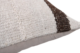 Vintage kelim kussen 90x30 natural white off-white brown stripe