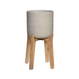 Charlie L (Feet High) , Grey Washed plantpot incl. wooden stand