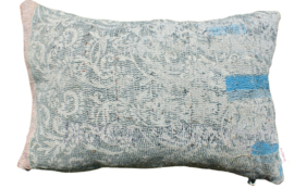 Vintage Kantha kussen 40x60 blue grey