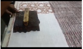 Cushioncover handprinted dark brown off-white  80x30 cm