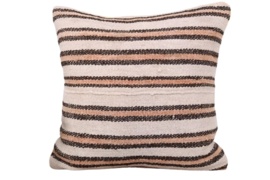 Vintage kelim kussen 50x50 natural soft terra brown stripe