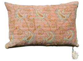 Vintage Kantha kussen 50x70 pink orange pastel