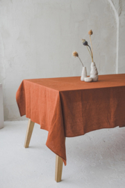 Stonewashed Linnen Tafelkleed Rust Terra 140x250 xm