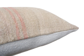 Vintage kelim kussen 90x30 natural soft pink stripe VERKOCHT